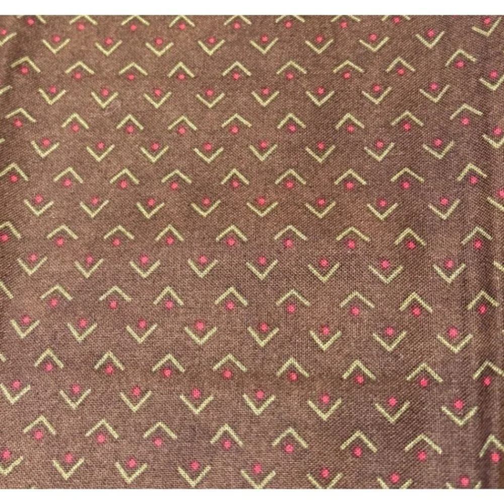 Brown Cotton Fabric Piece Chevron & Dots Pattern 19